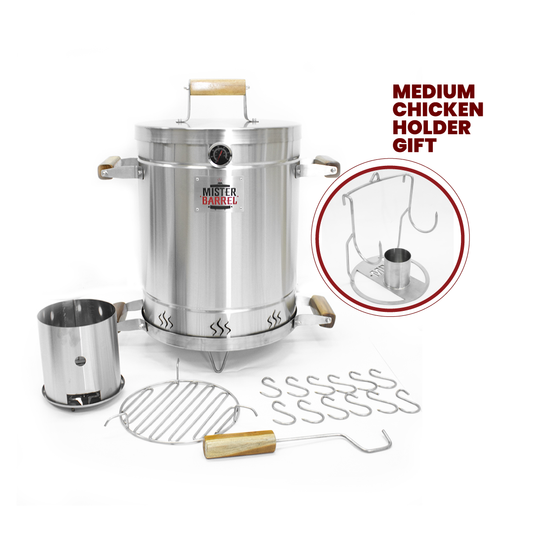 Mister Barrel Grill & Smoker - Medium - (Medium Chicken Holder GIFT)