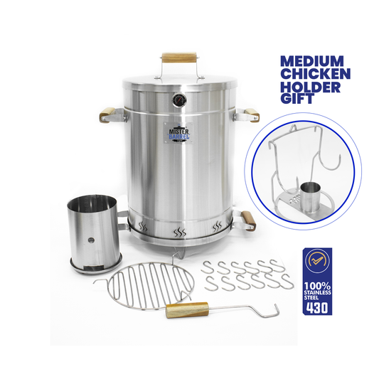 Light Mister Barrel Smoker & Grill - Medium - (Medium Chicken Holder GIFT)